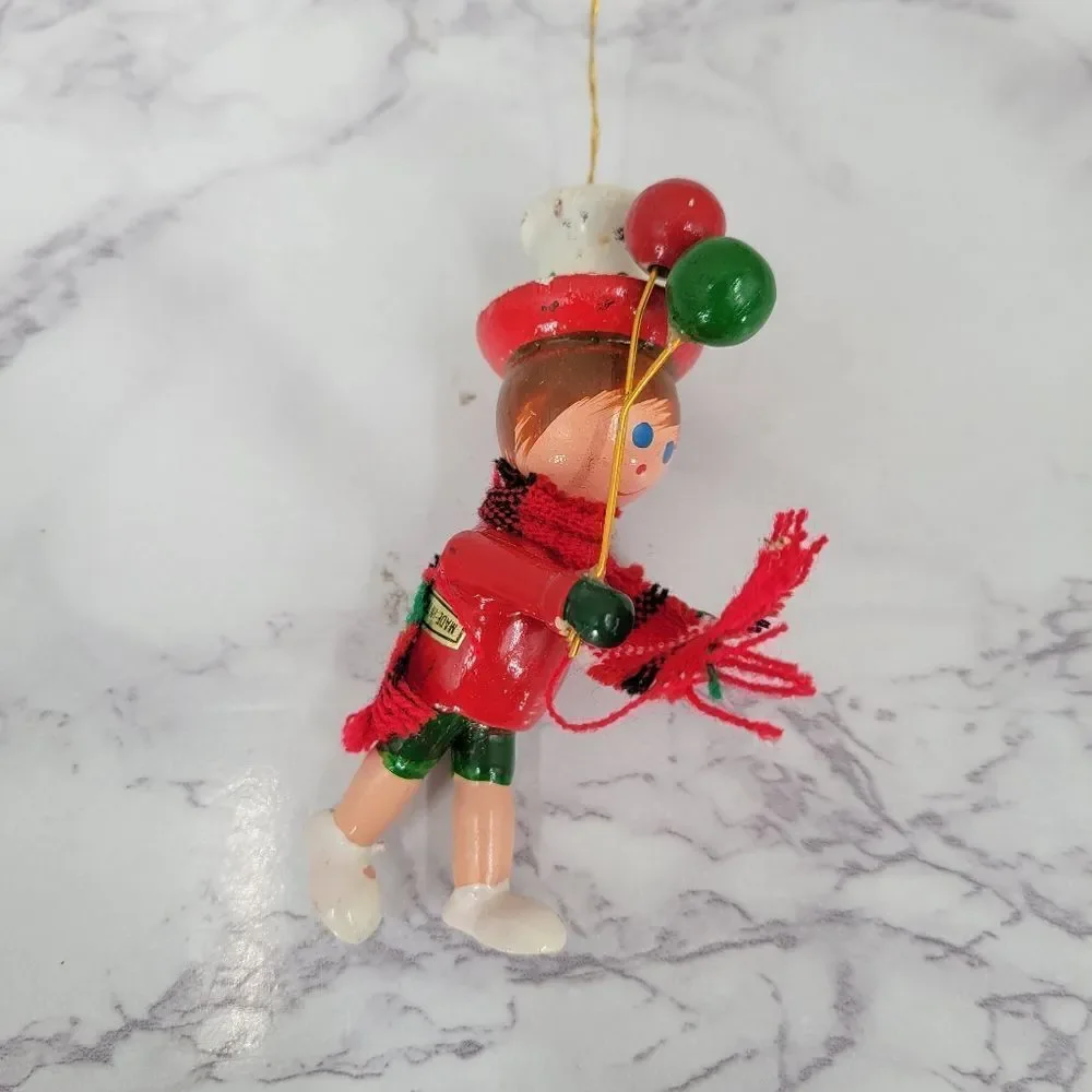 Vintage Colorful Wooden and Metal Christmas Ornaments Set